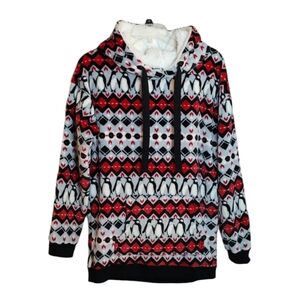 New Penguin Vera Bradley Fleece Hoodie w/ Sherpa Lined Hood sz Medium